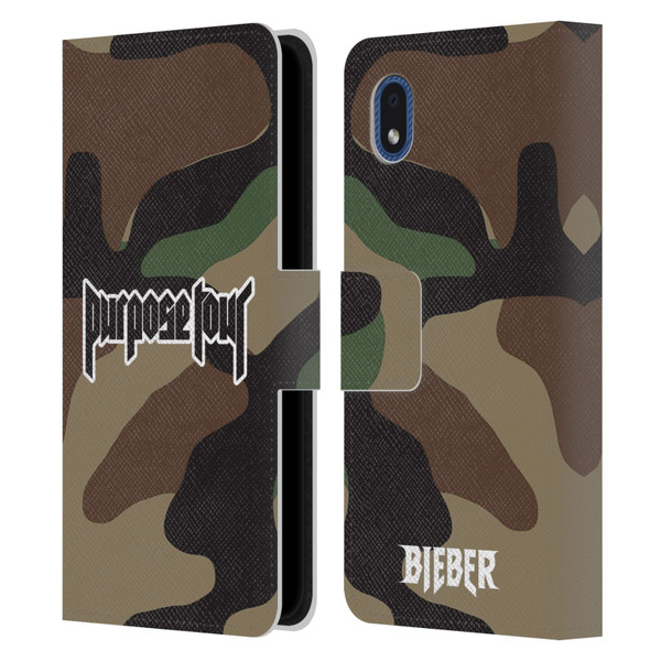 Justin Bieber Tour Merchandise Camouflage Leather Book Wallet Case Cover For Samsung Galaxy A01 Core (2020)