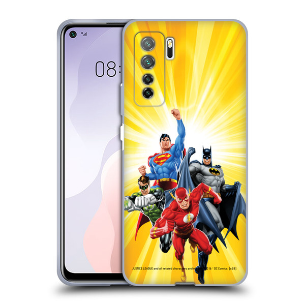Justice League DC Comics Airbrushed Heroes Yellow Soft Gel Case for Huawei Nova 7 SE/P40 Lite 5G