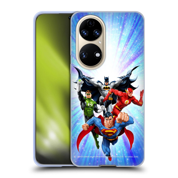 Justice League DC Comics Airbrushed Heroes Blue Purple Soft Gel Case for Huawei P50