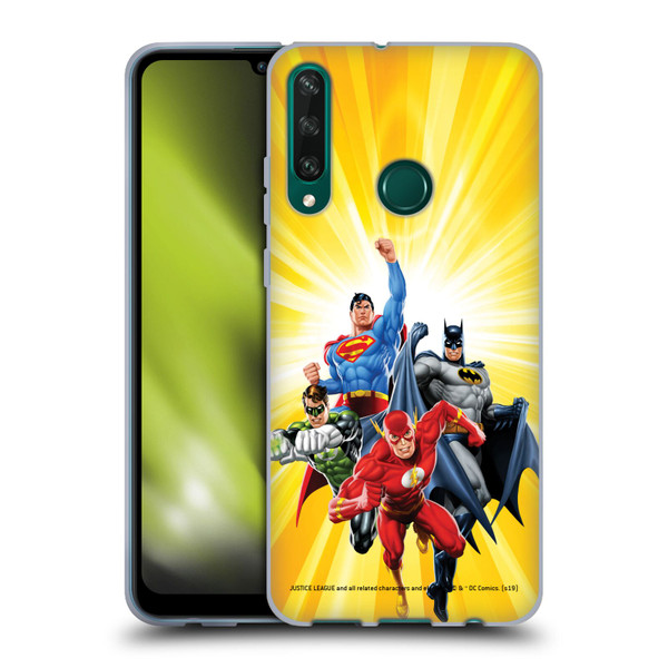 Justice League DC Comics Airbrushed Heroes Yellow Soft Gel Case for Huawei Y6p