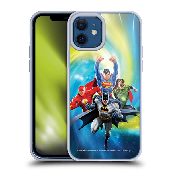 Justice League DC Comics Airbrushed Heroes Galaxy Soft Gel Case for Apple iPhone 12 / iPhone 12 Pro