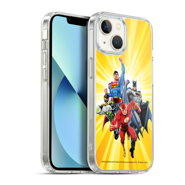 Justice League DC Comics Airbrushed Heroes Yellow Soft Gel Case for Apple iPhone 13