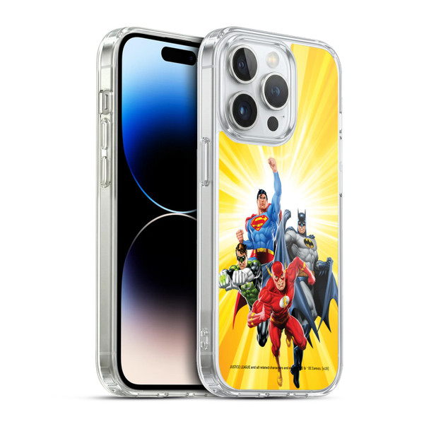 Justice League DC Comics Airbrushed Heroes Yellow Soft Gel Case for Apple iPhone 13 Pro & MagSafe