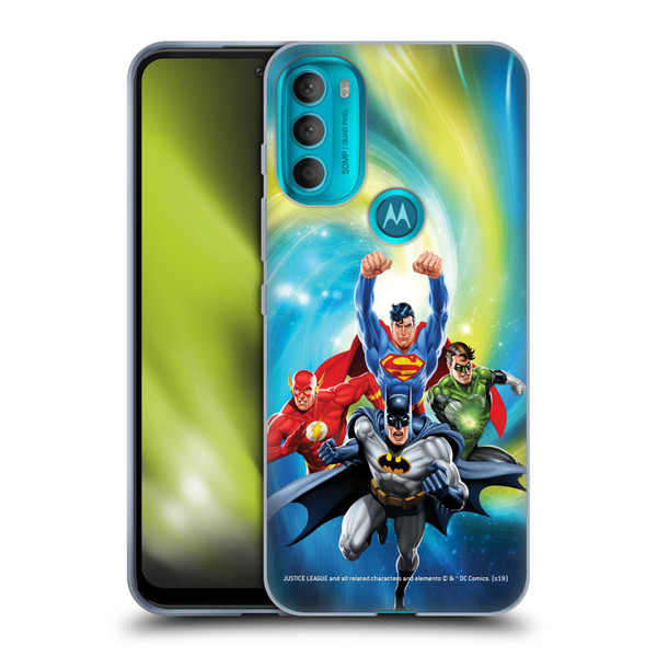 Justice League DC Comics Airbrushed Heroes Galaxy Soft Gel Case for Motorola Moto G71 5G