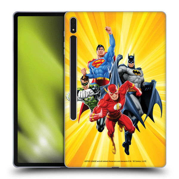 Justice League DC Comics Airbrushed Heroes Yellow Soft Gel Case for Samsung Galaxy Tab S8 Plus