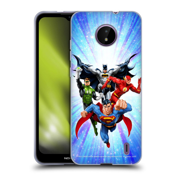 Justice League DC Comics Airbrushed Heroes Blue Purple Soft Gel Case for Nokia C10 / C20