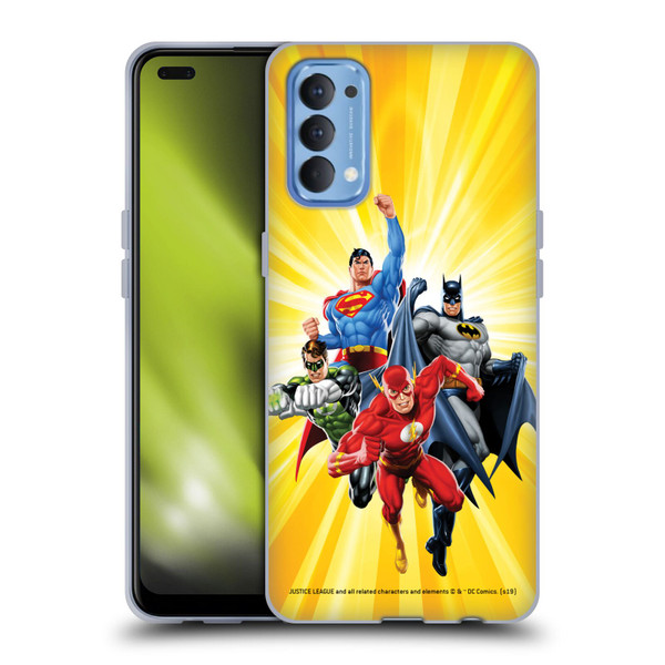 Justice League DC Comics Airbrushed Heroes Yellow Soft Gel Case for OPPO Reno 4 5G