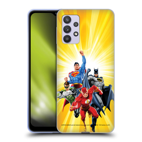 Justice League DC Comics Airbrushed Heroes Yellow Soft Gel Case for Samsung Galaxy A32 5G / M32 5G (2021)