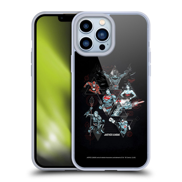 Justice League DC Comics Dark Electric Graphics Heroes Triangle Soft Gel Case for Apple iPhone 13 Pro Max