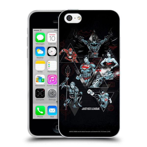 Justice League DC Comics Dark Electric Graphics Heroes Triangle Soft Gel Case for Apple iPhone 5c