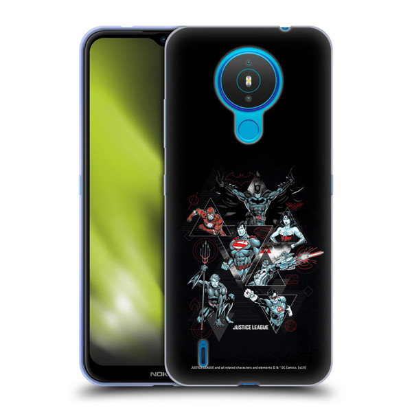 Justice League DC Comics Dark Electric Graphics Heroes Triangle Soft Gel Case for Nokia 1.4