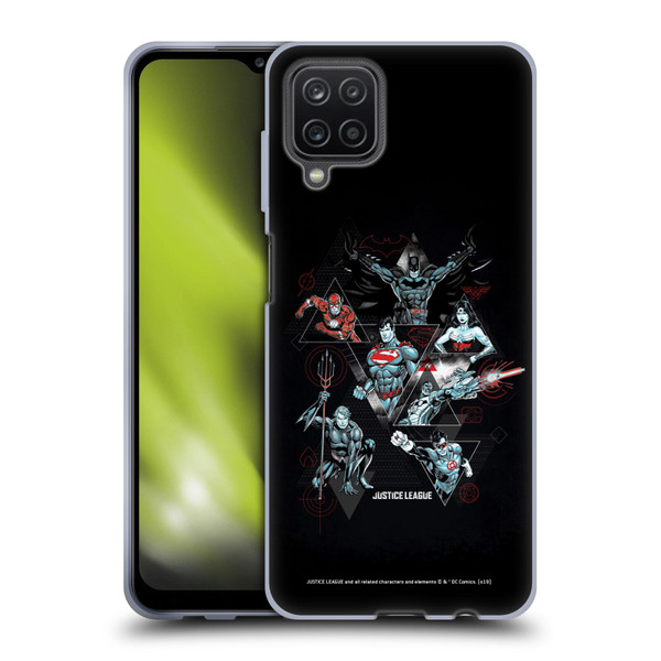 Justice League DC Comics Dark Electric Graphics Heroes Triangle Soft Gel Case for Samsung Galaxy A12 (2020)