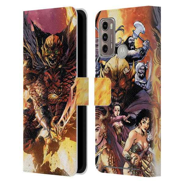 Justice League DC Comics Dark Comic Art Etrigan Demon Knights Leather Book Wallet Case Cover For Motorola Moto G60 / Moto G40 Fusion