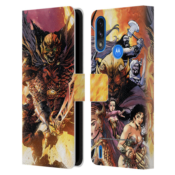 Justice League DC Comics Dark Comic Art Etrigan Demon Knights Leather Book Wallet Case Cover For Motorola Moto E7 Power / Moto E7i Power