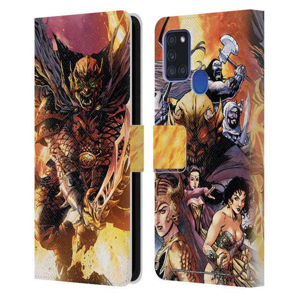 Justice League DC Comics Dark Comic Art Etrigan Demon Knights Leather Book Wallet Case Cover For Samsung Galaxy A21s (2020)