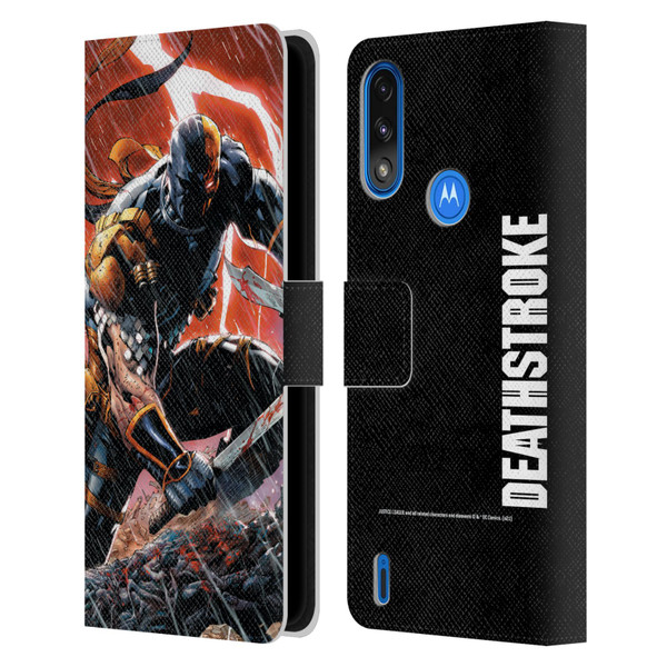 Justice League DC Comics Deathstroke Comic Art Vol. 1 Gods Of War Leather Book Wallet Case Cover For Motorola Moto E7 Power / Moto E7i Power