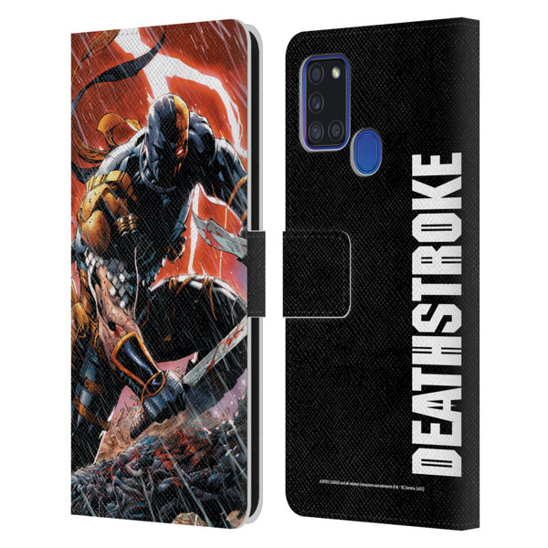 Justice League DC Comics Deathstroke Comic Art Vol. 1 Gods Of War Leather Book Wallet Case Cover For Samsung Galaxy A21s (2020)