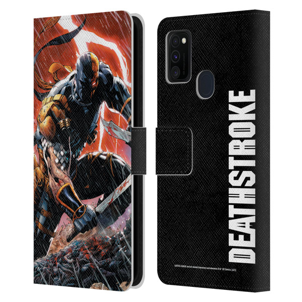 Justice League DC Comics Deathstroke Comic Art Vol. 1 Gods Of War Leather Book Wallet Case Cover For Samsung Galaxy M30s (2019)/M21 (2020)