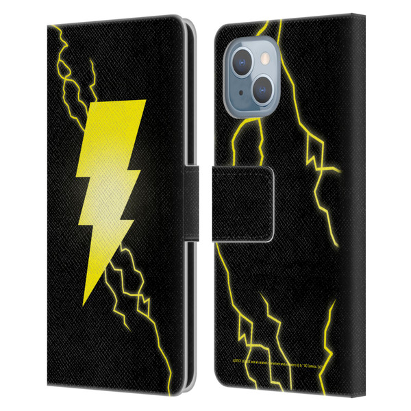 Justice League DC Comics Shazam Black Adam Classic Logo Leather Book Wallet Case Cover For Apple iPhone 14