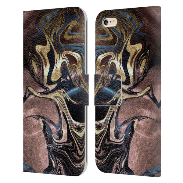 Nature Magick Luxe Gold Marble Metallic Gold Leather Book Wallet Case Cover For Apple iPhone 6 Plus / iPhone 6s Plus