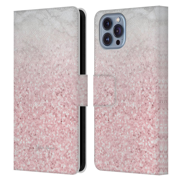 Nature Magick Rose Gold Marble Glitter Pink Sparkle 2 Leather Book Wallet Case Cover For Apple iPhone 14