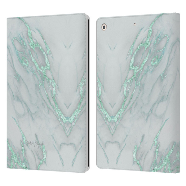 Nature Magick Marble Metallics Teal Leather Book Wallet Case Cover For Apple iPad 10.2 2019/2020/2021