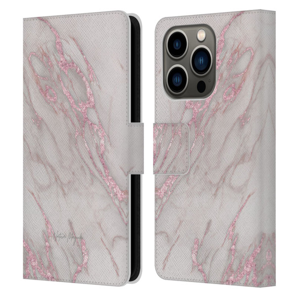 Nature Magick Marble Metallics Pink Leather Book Wallet Case Cover For Apple iPhone 14 Pro