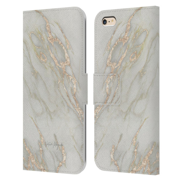Nature Magick Marble Metallics Gold Leather Book Wallet Case Cover For Apple iPhone 6 Plus / iPhone 6s Plus