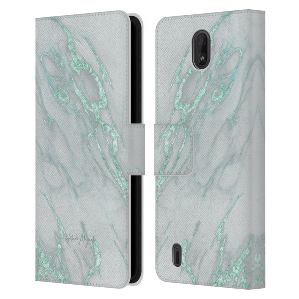 Nature Magick Marble Metallics Teal Leather Book Wallet Case Cover For Nokia C01 Plus/C1 2nd Edition