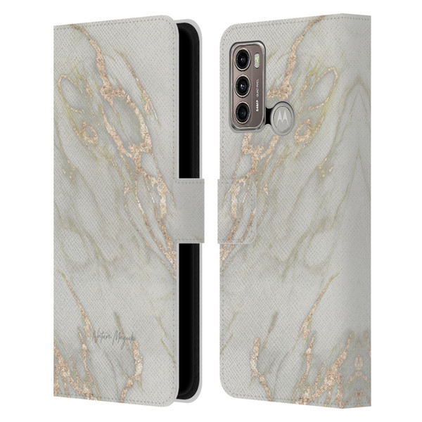 Nature Magick Marble Metallics Gold Leather Book Wallet Case Cover For Motorola Moto G60 / Moto G40 Fusion