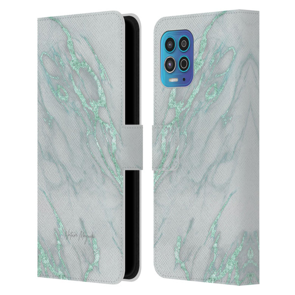 Nature Magick Marble Metallics Teal Leather Book Wallet Case Cover For Motorola Moto G100