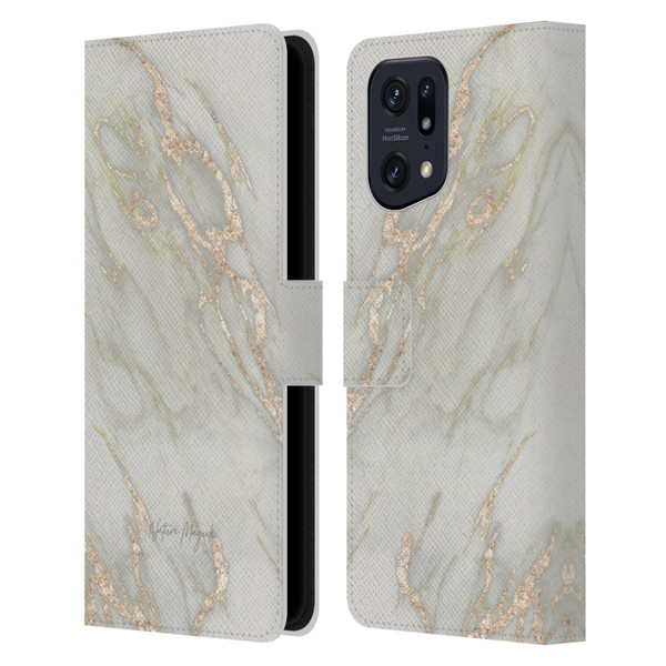 Nature Magick Marble Metallics Gold Leather Book Wallet Case Cover For OPPO Find X5