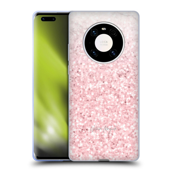 Nature Magick Rose Gold Marble Glitter Pink Sparkle 2 Soft Gel Case for Huawei Mate 40 Pro 5G