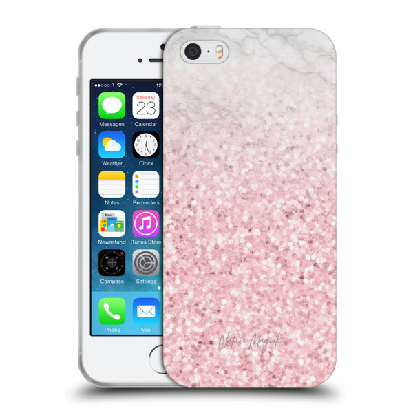 Nature Magick Rose Gold Marble Glitter Pink Sparkle 2 Soft Gel Case for Apple iPhone 5 / 5s / iPhone SE 2016