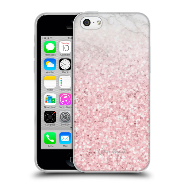 Nature Magick Rose Gold Marble Glitter Pink Sparkle 2 Soft Gel Case for Apple iPhone 5c