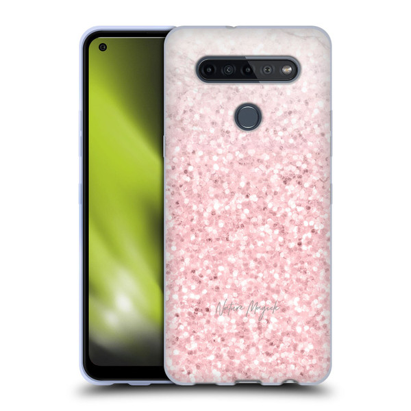 Nature Magick Rose Gold Marble Glitter Pink Sparkle 2 Soft Gel Case for LG K51S