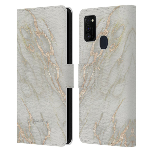 Nature Magick Marble Metallics Gold Leather Book Wallet Case Cover For Samsung Galaxy M30s (2019)/M21 (2020)