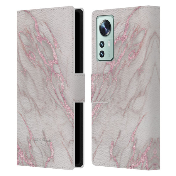 Nature Magick Marble Metallics Pink Leather Book Wallet Case Cover For Xiaomi 12