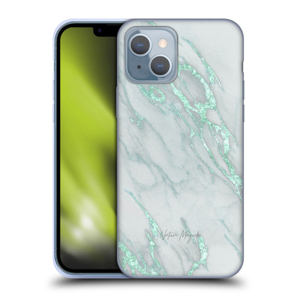 Nature Magick Marble Metallics Teal Soft Gel Case for Apple iPhone 14