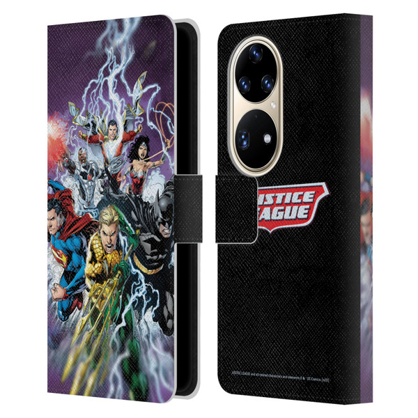 Justice League DC Comics Comic Book Covers New 52 #15 Leather Book Wallet Case Cover For Huawei P50 Pro
