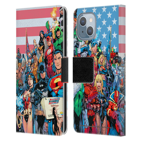 Justice League DC Comics Comic Book Covers Of America #1 Leather Book Wallet Case Cover For Apple iPhone 14