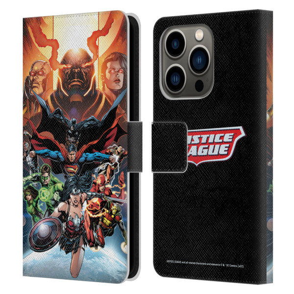 Justice League DC Comics Comic Book Covers #10 Darkseid War Leather Book Wallet Case Cover For Apple iPhone 14 Pro
