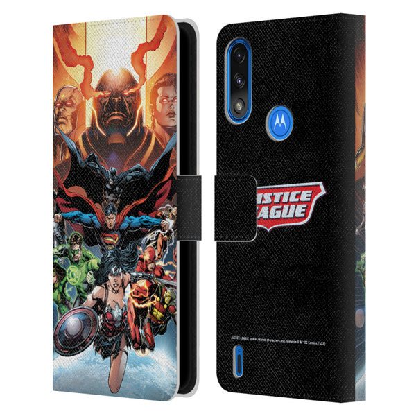 Justice League DC Comics Comic Book Covers #10 Darkseid War Leather Book Wallet Case Cover For Motorola Moto E7 Power / Moto E7i Power