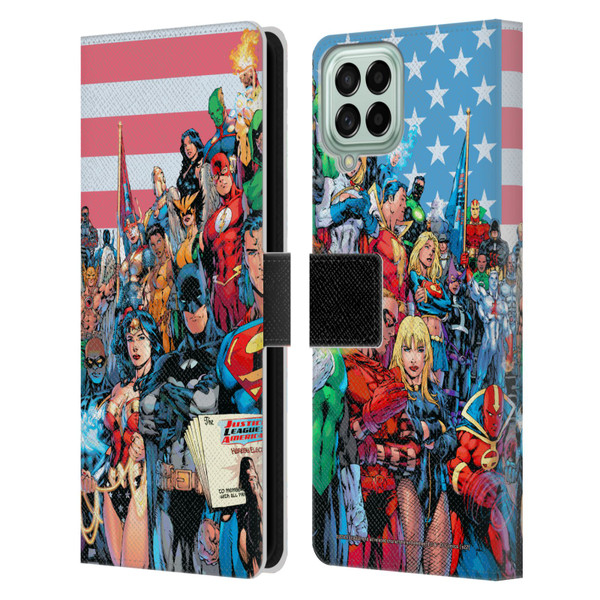 Justice League DC Comics Comic Book Covers Of America #1 Leather Book Wallet Case Cover For Samsung Galaxy M53 (2022)