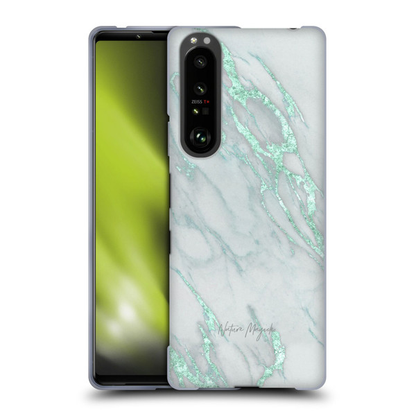 Nature Magick Marble Metallics Teal Soft Gel Case for Sony Xperia 1 III