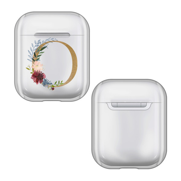 Nature Magick Floral Monogram Letter 2 Letter O Clear Hard Crystal Cover Case for Apple AirPods 1 1st Gen / 2 2nd Gen Charging Case