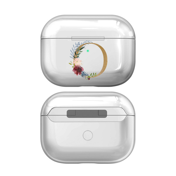 Nature Magick Floral Monogram Letter 2 Letter O Clear Hard Crystal Cover Case for Apple AirPods Pro Charging Case