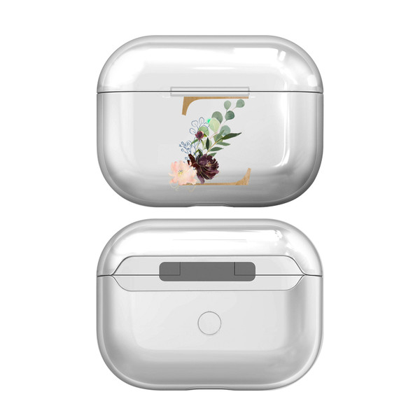 Nature Magick Floral Monogram Letter 2 Letter Z Clear Hard Crystal Cover Case for Apple AirPods Pro Charging Case