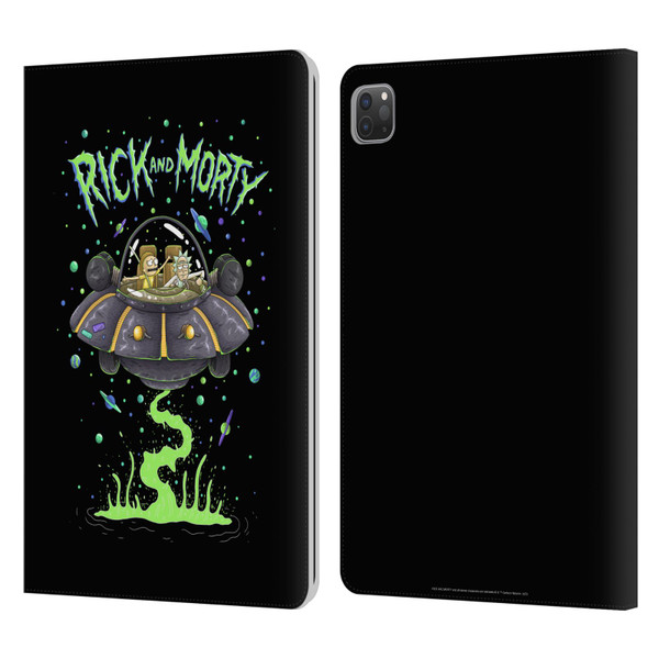 Rick And Morty Season 1 & 2 Graphics The Space Cruiser Leather Book Wallet Case Cover For Apple iPad Pro 11 2020 / 2021 / 2022