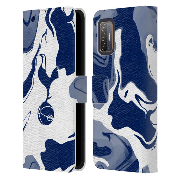 Tottenham Hotspur F.C. Badge Blue And White Marble Leather Book Wallet Case Cover For HTC Desire 21 Pro 5G